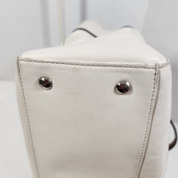 Coach penelope satchel purse ivory and brown silver hardware snake skin trim - Picture 5 of 16